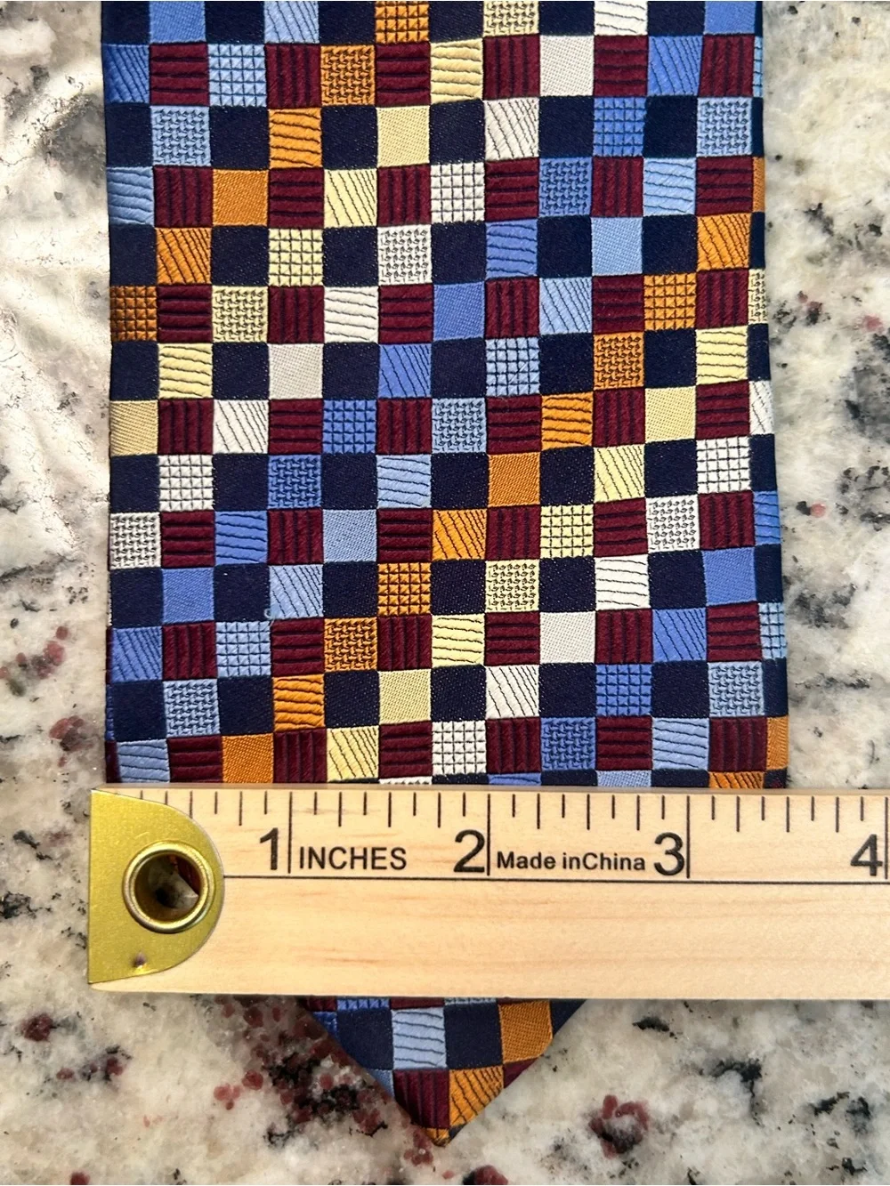 Jos. A. Bank Men’s Hand Sewn Silk Multicolor Checkerboard Striped Tie 60” x 3.5”